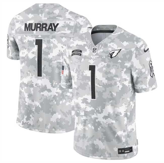Men%27s Arizona Cardinals #1 Kyler Murray 2024 Arctic Camo Salute To Service Limited Stitched Jersey Dyin